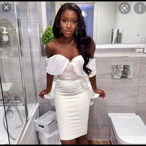 House Of CB 'Aisha' Ivory Satin Strapless Dress